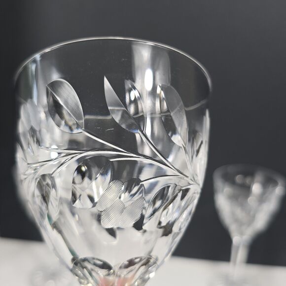 4 Kosta-Boda Rosa Elegant Etched Crystal Water Goblets 7" Cocktails Wine Dinner - Picture 8 of 15